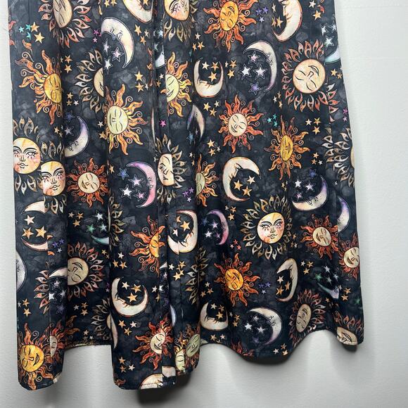 Women's Celestial Wide Leg Pull On Pants Size XS Stars Moons Boho Gypsy Festival - Picture 4 of 11